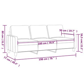 Driezitsbank 180 cm kunstleer zwart 8