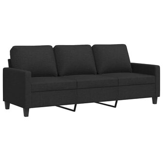 Driezitsbank 180 cm stof zwart 2