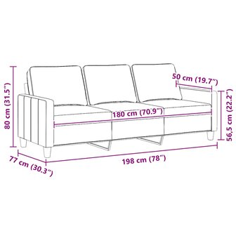 Driezitsbank 180 cm stof zwart 9