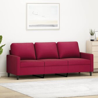 Driezitsbank 180 cm fluweel wijnrood 1