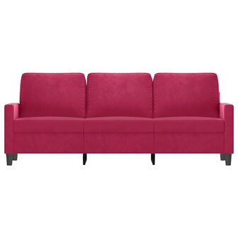 Driezitsbank 180 cm fluweel wijnrood 3