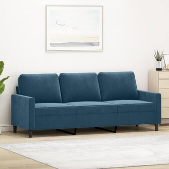 Driezitsbank 180 cm fluweel blauw 1