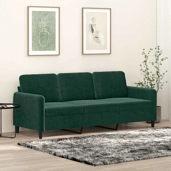 Driezitsbank 180 cm fluweel donkergroen 1