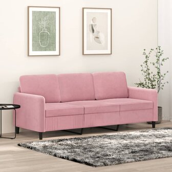 Driezitsbank 180 cm fluweel roze 1