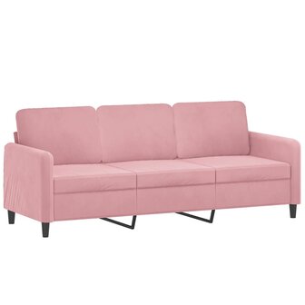 Driezitsbank 180 cm fluweel roze 2