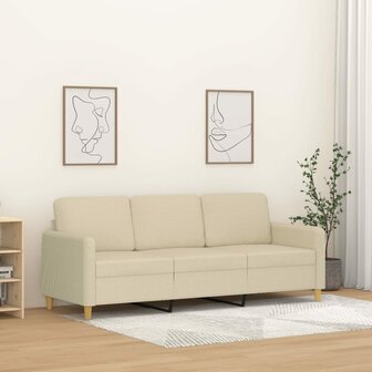 Driezitsbank 180 cm stof cr&amp;egrave;mekleurig 1