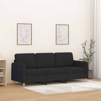 Driezitsbank 180 cm stof zwart 1