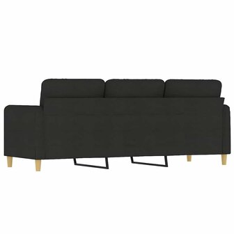 Driezitsbank 180 cm stof zwart 5