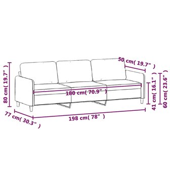 Driezitsbank 180 cm stof zwart 8