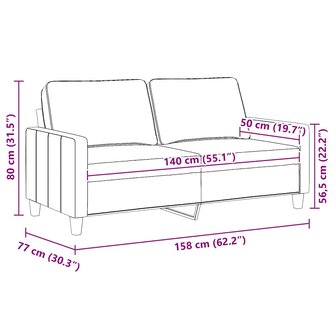 Tweezitsbank 140 cm stof donkergrijs 9