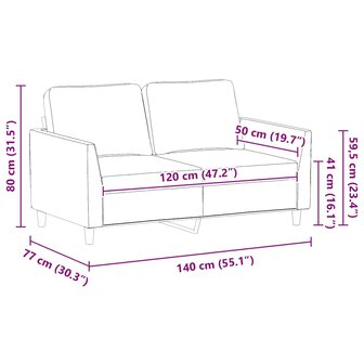 Tweezitsbank 120 cm kunstleer grijs 9