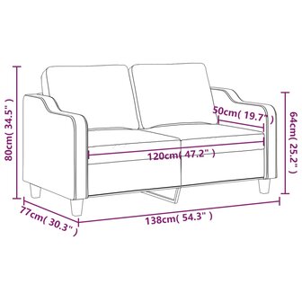 Tweezitsbank 120 cm stof lichtgeel 8