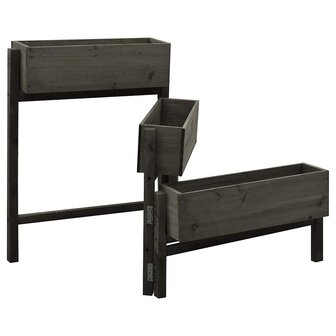 Plantenbak inklapbaar 60x14x75 cm massief vurenhout grijs 2