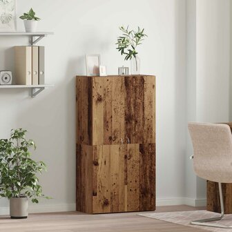 Kantoorkast Oud hout 60 x 32 x 115 cm Bewerkt hout 1