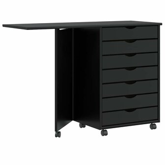 Rolkast met bureau MOSS massief grenenhout zwart 1