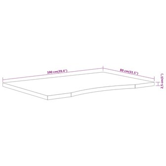 Bureaublad rechthoekig 100x80x2,5 cm massief acaciahout 9