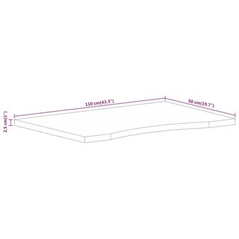 Bureaublad met ronding 110x50x2,5 cm massief ruw mangohout 8