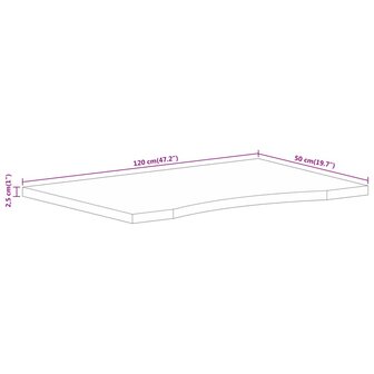 Bureaublad met ronding 120x50x2,5 cm massief ruw mangohout 8