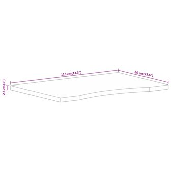 Bureaublad met ronding 110x60x2,5 cm massief ruw mangohout 8