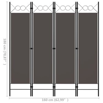 Kamerscherm met 4 panelen 160x180 cm antraciet 6