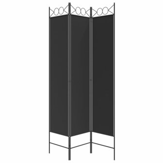 Kamerscherm met 3 panelen 120x200 cm stof zwart 4