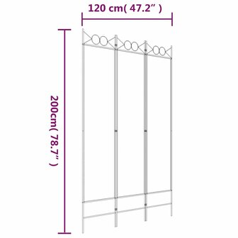 Kamerscherm met 3 panelen 120x200 cm stof zwart 8