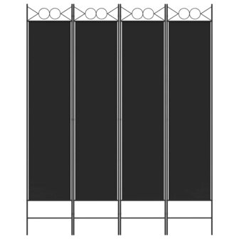 Kamerscherm met 4 panelen 160x200 cm stof zwart 3