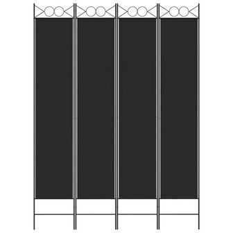  Kamerscherm met 4 panelen 200x200 cm stof zwart 3