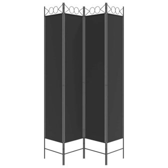  Kamerscherm met 4 panelen 200x200 cm stof zwart 4