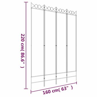  Kamerscherm met 4 panelen 200x200 cm stof zwart 8
