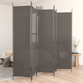 Kamerscherm met 5 panelen 250x200 cm stof antracietkleurig 1