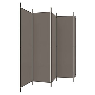 Kamerscherm met 5 panelen 250x200 cm stof antracietkleurig 2