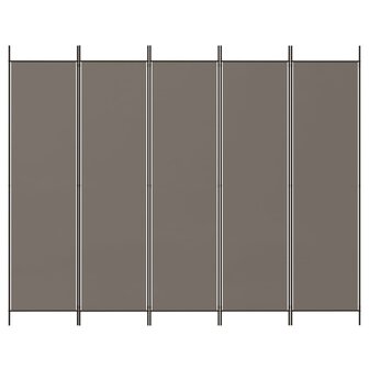 Kamerscherm met 5 panelen 250x200 cm stof antracietkleurig 3