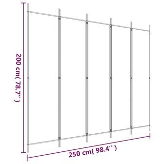 Kamerscherm met 5 panelen 250x200 cm stof antracietkleurig 8