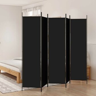 Kamerscherm met 5 panelen 250x200 cm stof zwart 3