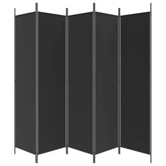 Kamerscherm met 5 panelen 250x200 cm stof zwart 5