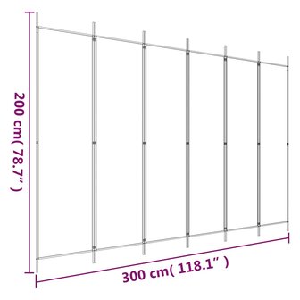 Kamerscherm met 6 panelen 300x200 cm stof antracietkleurig 9