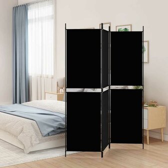Kamerscherm met 3 panelen 150x180 cm stof zwart 1