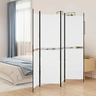 Kamerscherm met 4 panelen 200x180 cm stof wit 1