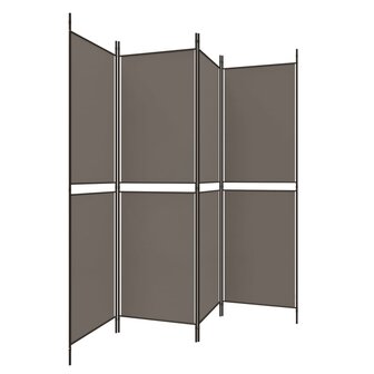 Kamerscherm met 4 panelen 200x180 cm stof antracietkleurig 4