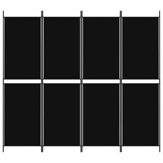 Kamerscherm met 4 panelen 200x180 cm stof zwart 3