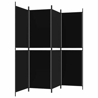 Kamerscherm met 4 panelen 200x180 cm stof zwart 4