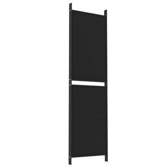 Kamerscherm met 4 panelen 200x180 cm stof zwart 6