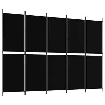 Kamerscherm met 5 panelen 250x180 cm stof zwart 2