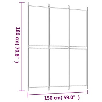 Kamerscherm met 3 panelen 150x200 cm stof zwart 8