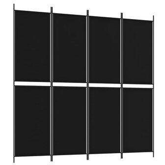 Kamerscherm met 4 panelen 200x200 cm stof zwart 2