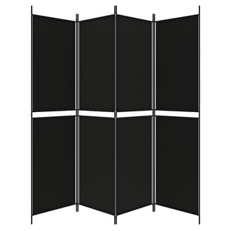 Kamerscherm met 4 panelen 200x200 cm stof zwart 4