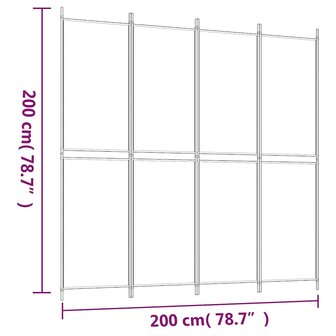Kamerscherm met 4 panelen 200x200 cm stof zwart 8