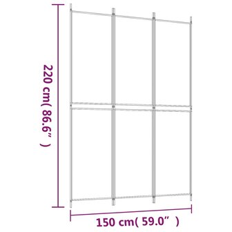 Kamerscherm met 3 panelen 150x220 cm stof antracietkleurig 8
