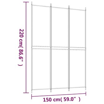 Kamerscherm met 3 panelen 150x220 cm stof zwart 8